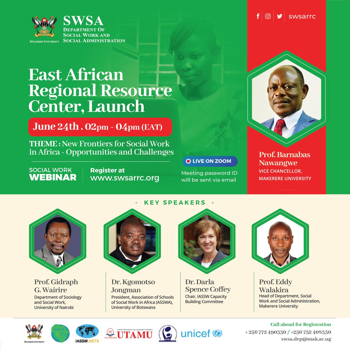 easwrcc's tweet image. We are honored and humbled to have @Makerere VC @ProfNawangwe officially launch the RRC to be hosted at the Department Social Work Social Administration.
#EASWRRC Virtual launch.

Watch from our website- swsarrc.org

FB- fb.watch/6k9s75iQJa/