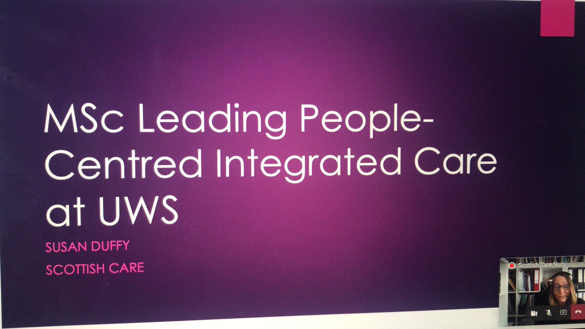 scottishcare's tweet photo. Our very own @Susan23Duffy shares her personal experience of embarking on the path of social care by undertaking a MSc Leading People-Centred Integrated Care at @UniWestScotland. The course has allowed for leadership development with real life experience. #carenursevision https://t.co/PDWq2RDbZ1