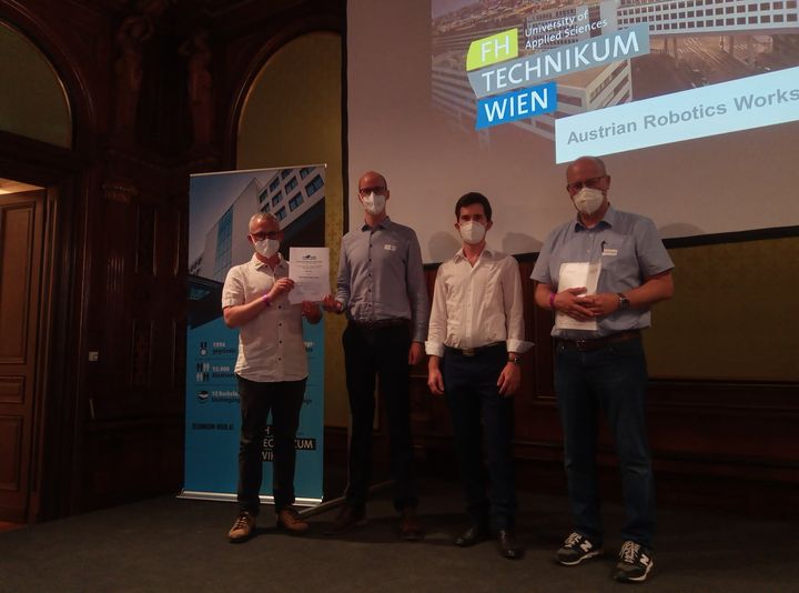oewf's tweet photo. ๐ Im Namen des OeWF gratulieren wir #MatthiasEder und #RichardHalatschek zum Gewinn des "Best Paper Award of the Austrian Robotics Workshop 2021" ganz herzlich ๐
โก๏ธ https://t.co/ZWHh0UmM7Y
#tedusar #tugraz #AMADEE20 #Exoscot #MercatorRover #BestPaperAward #AustrianRobotics https://t.co/3f3zqki1ck