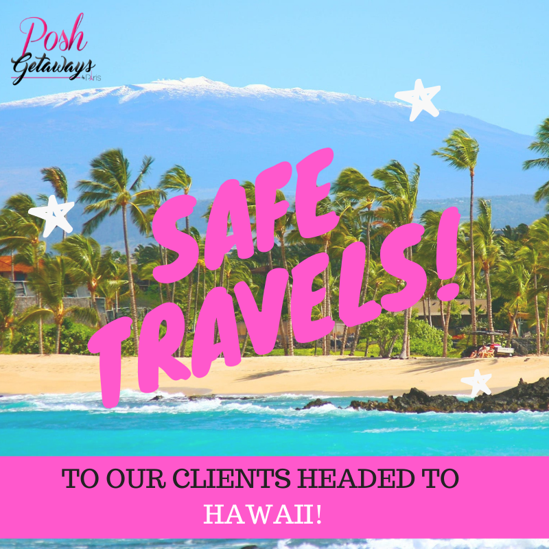PoshGetaways's tweet photo. Safe Travels to our clients headed to gorgeous Hawaii! Happy Anniversary! Enjoy your #PoshGetaway! 

#nomadness #blacksandbeach #blacktravelista #femmetravel #blackpassportstamps #blacktravelfeed #blackgirlmagic #blackbeauties #blackfamilytravel #hawaii #TBT #clientappreciation https://t.co/tj2YhpGJcB
