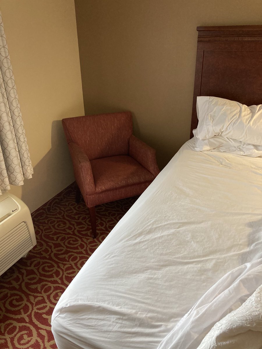 andrew_on_drums's tweet photo. My favorite part about hotel rooms is the chair they put next to the bed for the ghost that watches you sleep. https://t.co/5a9vqqiE2G