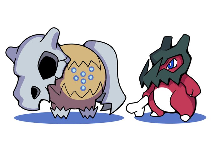 レジスカル🦴とカラカラ「レジドラゴの姿」🐲
#ポケモンカード  #Pokémon  #イラスト 