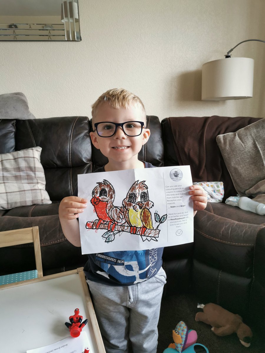 Scottclitheroe's tweet photo. Isaac colouring his Wren and Robin picture wounding which class he'll be in @southwalneyinf @Hannah_wright0x https://t.co/mkB9WwUCb3