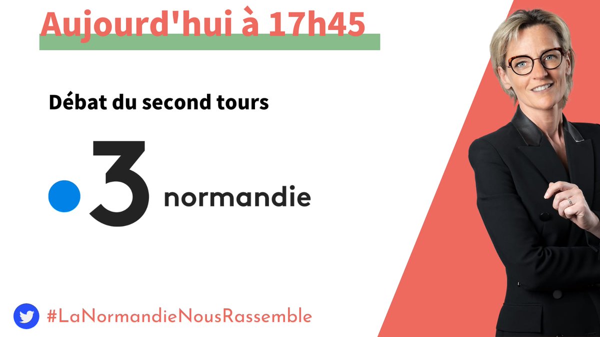 🎙️Retrouvez <a href="/BoulangerMlani2/">Mélanie Boulanger</a> aujourd'hui à 17h45 pour le débat du second tour des #Regionales2021 en #Normandie organisé par @f3htenormandie et @F3bnormandie