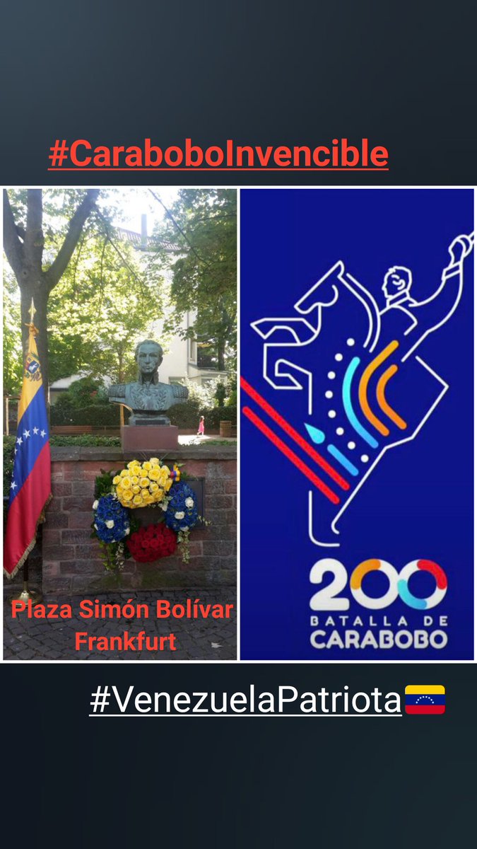 24Jun| siempre orgullosa de mi Patria, de ser Venezolana, Tierra de Gracia, Tierra de Guerreros, Tierra del Libertador Simón Bolívar, Viva Venezuela, Viva la Revolución! 🇻🇪❤
#CaraboboInvencible 
#Carabobo200AñosDeLibertad