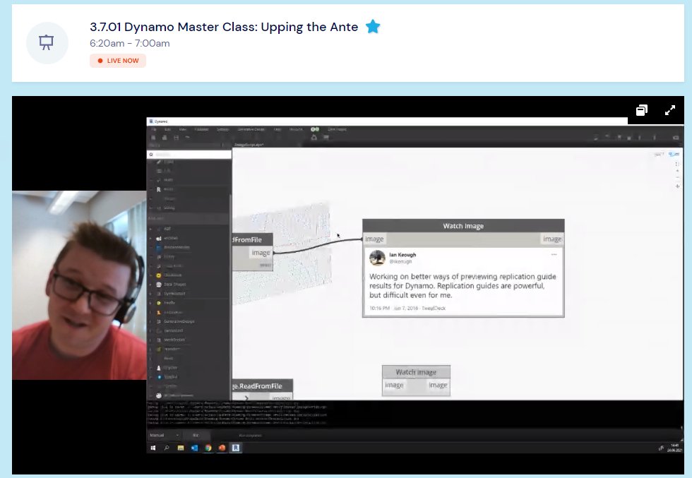 johntpierson's tweet photo. Shoutout to the father of dynamo, @ikeough from @Jos_ols in his #BILTVirtual class. #DynamoBIM https://t.co/HEOVFpVTRc