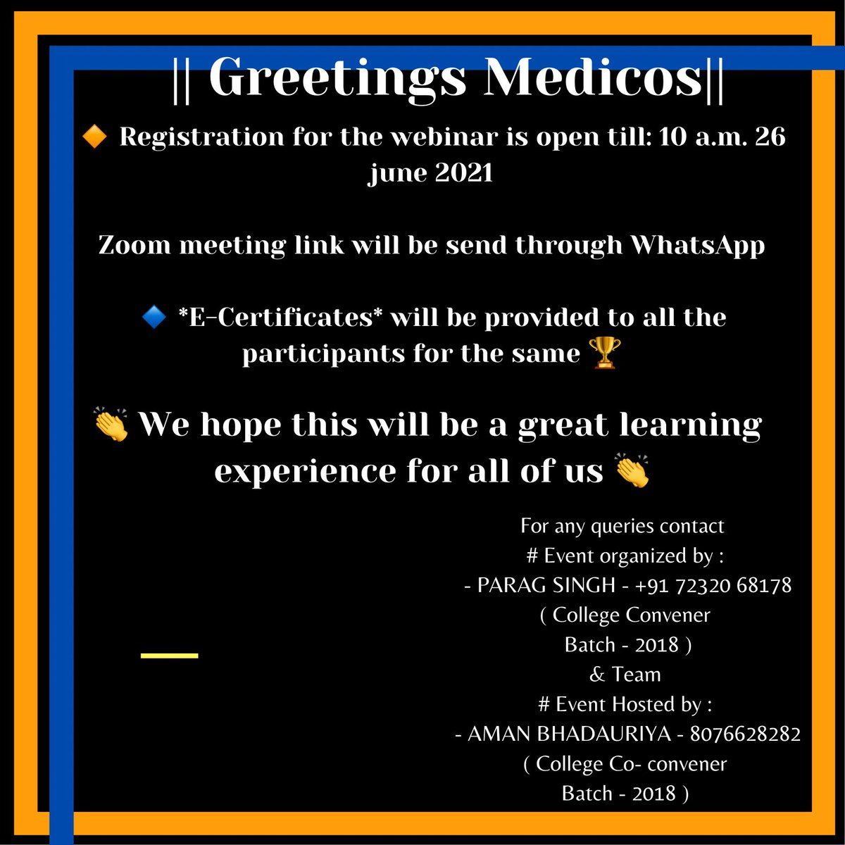 IMAMSN_NCR's tweet photo. *IMA-MSN NCR INSTITUTE OF MEDICAL SCIENCE, Meerut, UP* is organising a live webinar on *" INTERNATIONAL DAY AGAINST  DRUG ABUSE AND IT'S ILLICIT TRAFFICKING💊 👨‍⚕ "* , and hence we welcome you all ✨
Registration link:
https://t.co/kV2TFnLpJz

Fb live : https://t.co/fOkFjF9low https://t.co/yUvuwewk1y