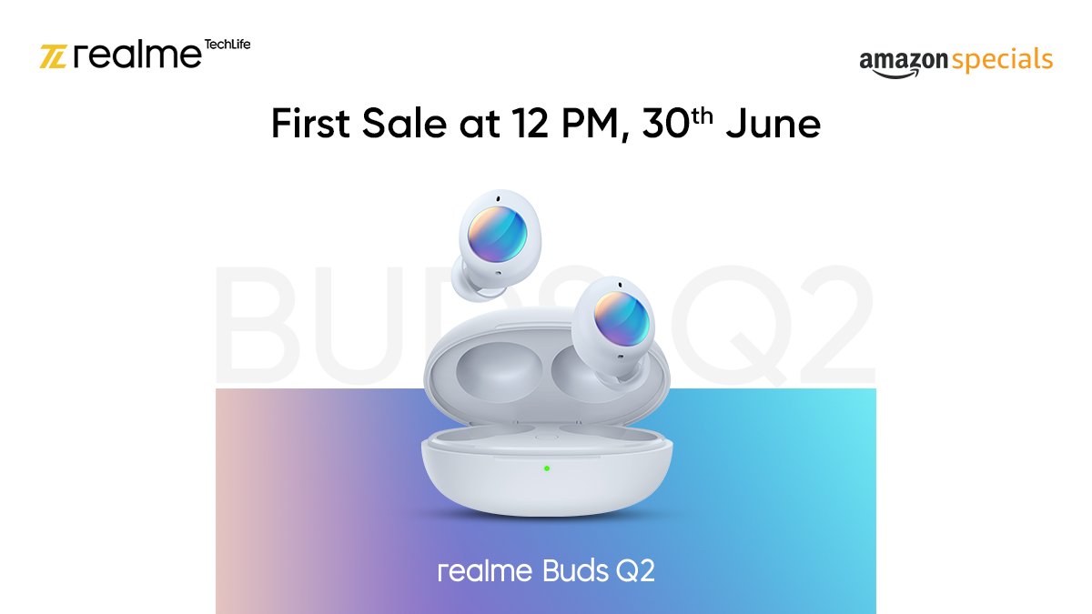 realmenarzoIN's tweet photo. Cancel unwanted noises to keep your vibe going for hours and hours with the #realmeBudsQ2 that helps you switch the #NoiseOffPowerOn vibe!

Priced at ₹2,499. Don't miss out on the first sale at 12 PM, 30th June on https://t.co/n3vAbwuqXx and @amazonIN.
https://t.co/NTDkq1k0JV https://t.co/JoTI98GmJc