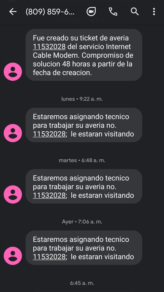 Reporte de averia Domingo AM...hoy Jueves sigo esperando un tecnico de <a href="/altice_do/">Altice Dominicana</a> <a href="/SomosAlticeDo/">Somos Altice Dominicana</a> 
Cc <a href="/ClienteRD/">Cliente Dominicano</a> <a href="/Indotel/">IndotelRD</a> <a href="/ProConsumidorRD/">ProConsumidor</a>