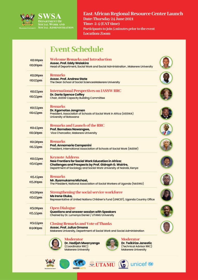 easwrcc's tweet image. We are proud that @Makerere was awarded Regional Resource Center status by @IASSW_AIETS hosted at the Department of Social Work Social Administration #EASWRRC Virtual launch Program

Watch from our website- swsarrc.org

FB- fb.watch/6k9s75iQJa/