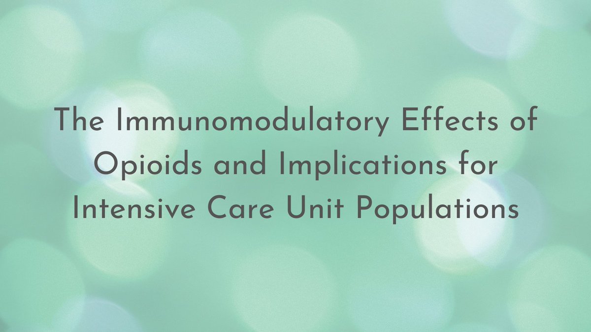 A review of the potential immunomodulatory impact of opioids within the critically ill and considerations for their use. buff.ly/3xwGqQe <a href="/BreanneMMefford/">Breanne Mefford</a> @BissellBrittany <a href="/CD_PharmD/">Chris Donaldson</a> <a href="/accpcritprn/">ACCP CRIT PRN</a>