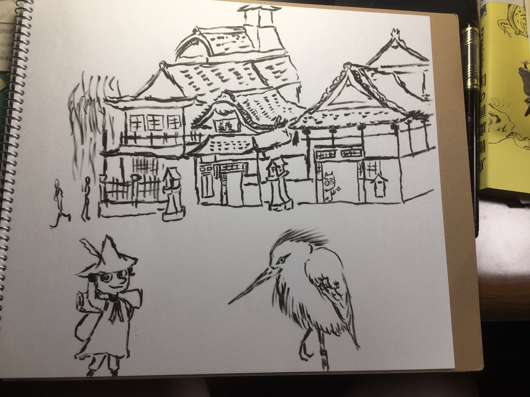 Gismonda みんなで楽しむtwitter展示会 イラスト 水墨画 絵 創作 スナフキン ムーミン 道後温泉 愛媛県 スナフキンを描きました 温泉前で写真を撮るスナフキン 坊ちゃん最高 T Co Rua4nsohtq Twitter