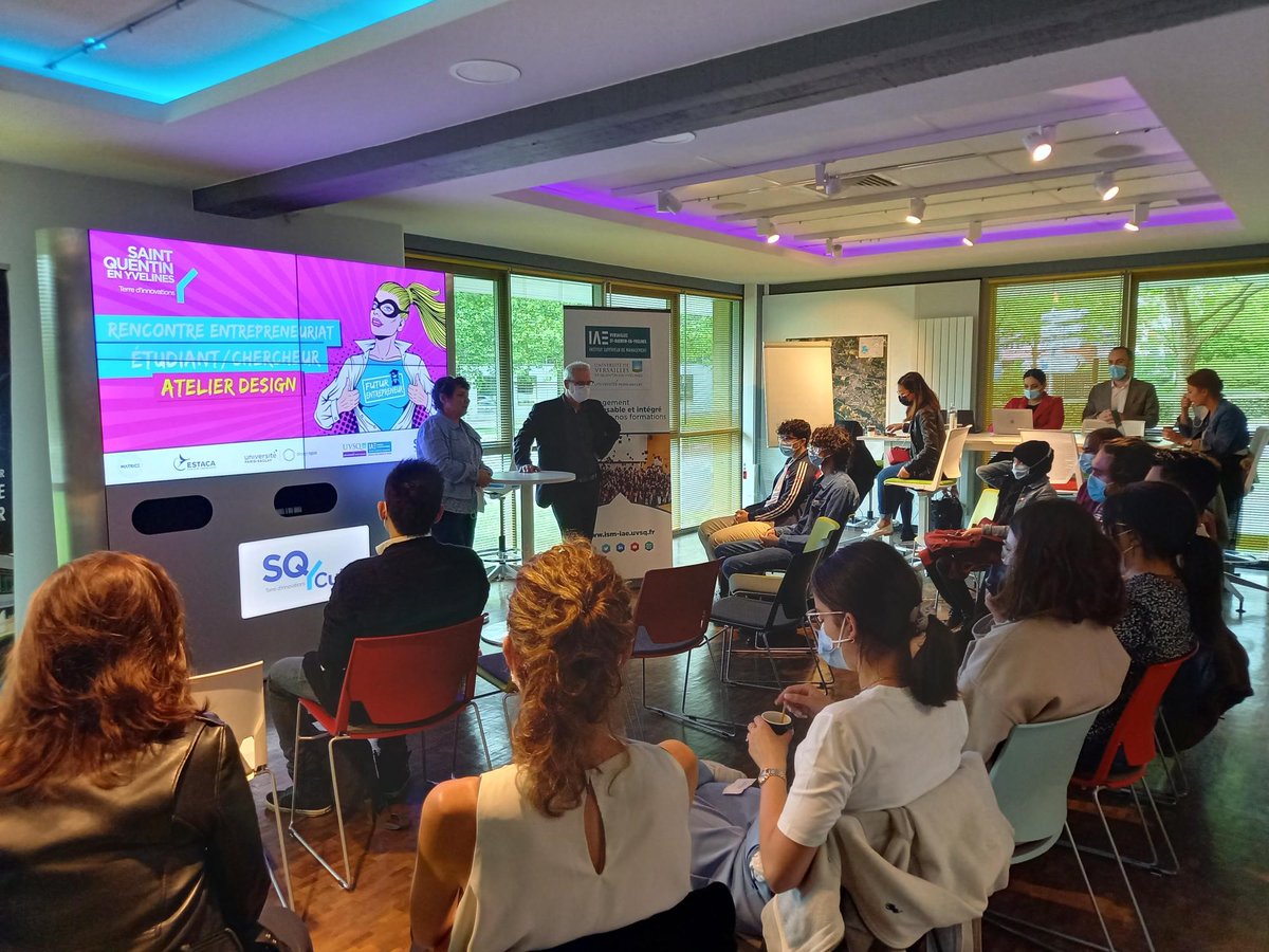 SQYcub's tweet photo. Journée  #entreprenariat #étudiant à #SQYcub en partenariat avec @uvsq et @Estaca_twit, présidée par A.Rosetti et P.Guigen, VP SQY 
#Startup Game, atelier design avec le #Designspot, retransmission live sur Youtube @sqy ! De belles synergies #entreprises/enseignement supérieur! https://t.co/ouPMytkt35