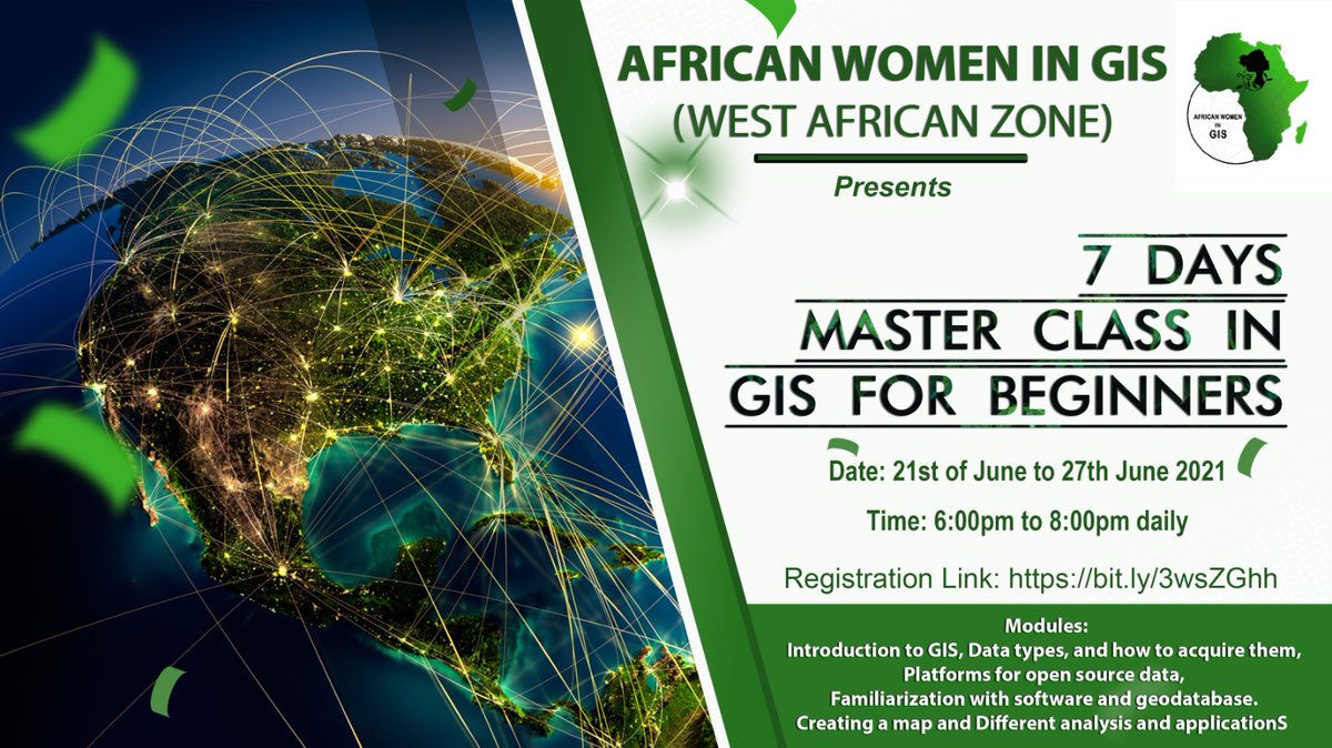 It's been a great learning experience from Day 1 to Day 3 of the "7 Days Master Class for Beginners " 

Today is the 4th Session &amp; you can't afford to miss the discussion with our GIS Instructors. Join us today at 6PM GMT+1 . 

3rd session's recording:👇🏽

youtu.be/styKrxDgF3k
