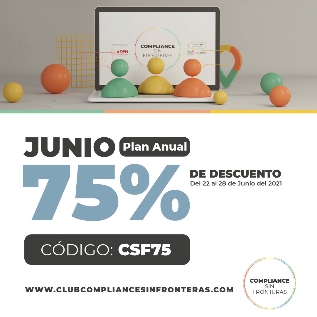 ¡Suscríbete a Compliance Sin Fronteras!

¿Todavía no eres parte de CSF?
clubcompliancesinfronteras.com

#compliancesinfronteras #comunidadcompliance #comunidaddigital #unlibrodiferente
#compliance #anticorrupción #ciberseguridad #riesgos  #culturaetica #culturadecompliance