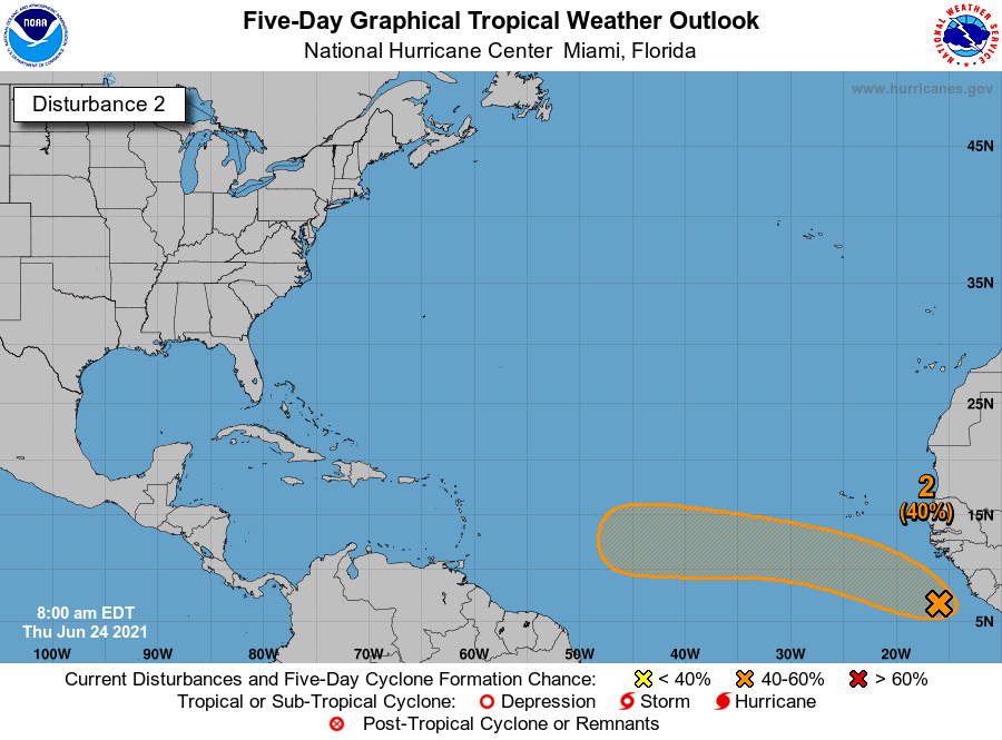 A tropical wave coming off of africa with an area of possible development. Chances are currently at 40%