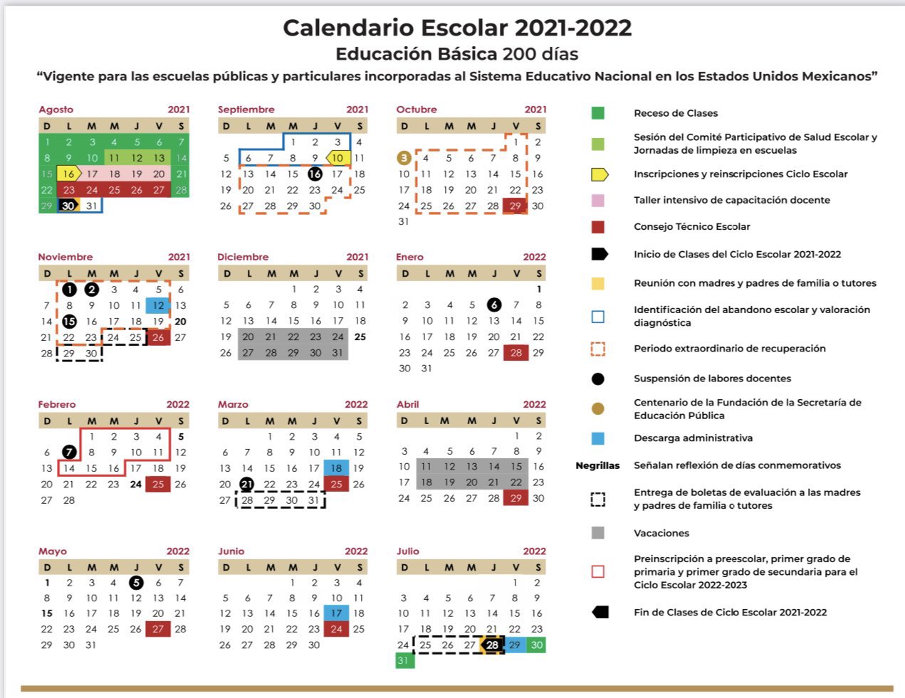 Publican Oficialmente El Calendario Para El Ciclo Escolar 2021 2022