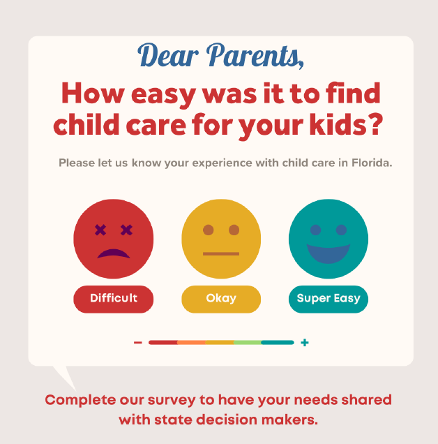 OneVoiceVolusia's tweet photo. Parents!👋 We want to share your child care experiences and challenges with statewide decision makers! Please help us by taking ten minutes to complete this survey about what kind of child care your family uses and what challenges you may face. https://t.co/NkZyGlAWd3 https://t.co/oaXr2CkCLY