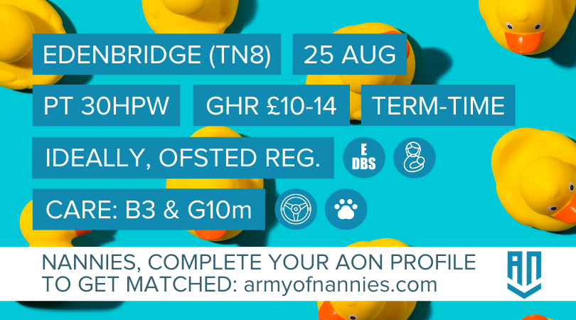 ArmyofNannies's tweet photo. We have a lovely part-time, term-time role in Edenbridge starting 25 August.
If this role is for you, create your https://t.co/oGtHrOGZeT profile and look to shortlist Family Katy
Good luck!
#Nanny #NannyLife #NannyJob #NannyPosition #NannyRole #Childcare #Kent #Edenbridge https://t.co/nnBPjQsxPQ