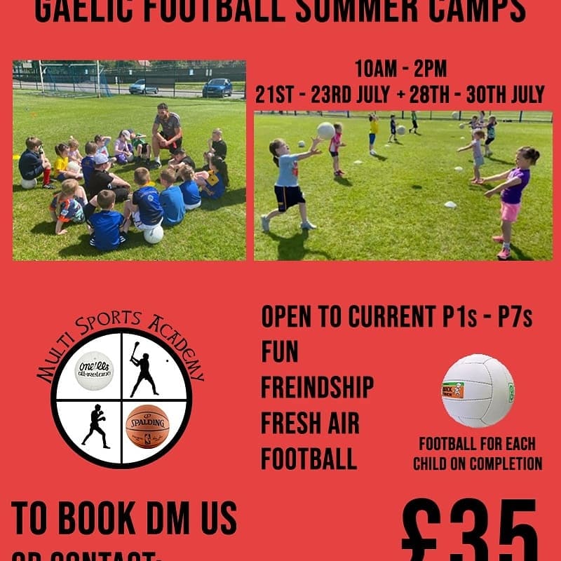 If you've never played before, we'll help you build skills and confidence to get started✅
If you play, we'll help you get better✅
Qualified, child friendly, experienced coaches, coaching Gaelic Football 25 years.
Limited places, get your child involved, dm us to book✅