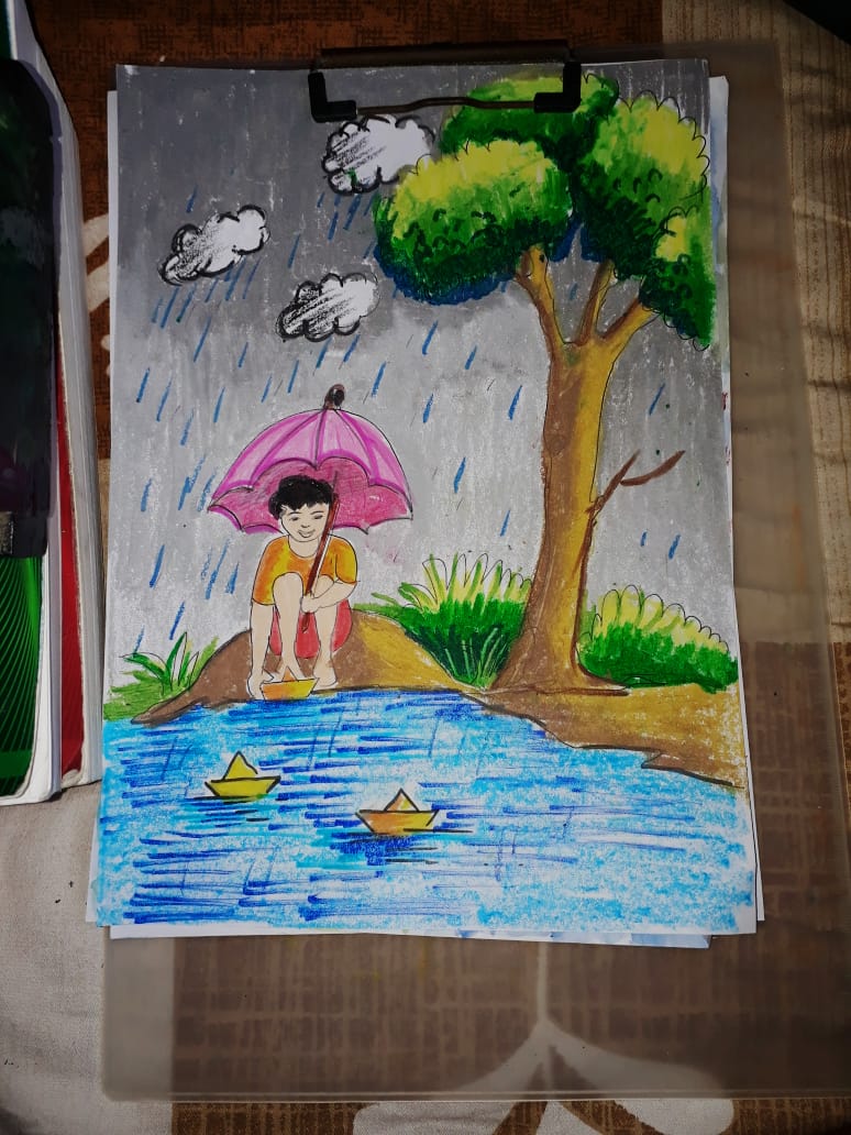 Learn How to Draw Rainy Season Scene Rainy Season Step by Step  Drawing  Tutorials