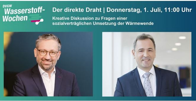 DVGW's tweet photo. #Wärmewende kostet! Wie gelingt ihre sozialverträgliche Umsetzung? Mit #Wasserstoff? Diskutieren Sie mit, entwickeln Sie gemeinsam Ideen, tauschen Sie sich aus! Mit Moderator @HeikoKretschmer und DVGW-CEO Gerald Linke. #h2wochen Kostenlose Anmeldung unter https://t.co/sOebUvhMyY https://t.co/RnHxk6pow6