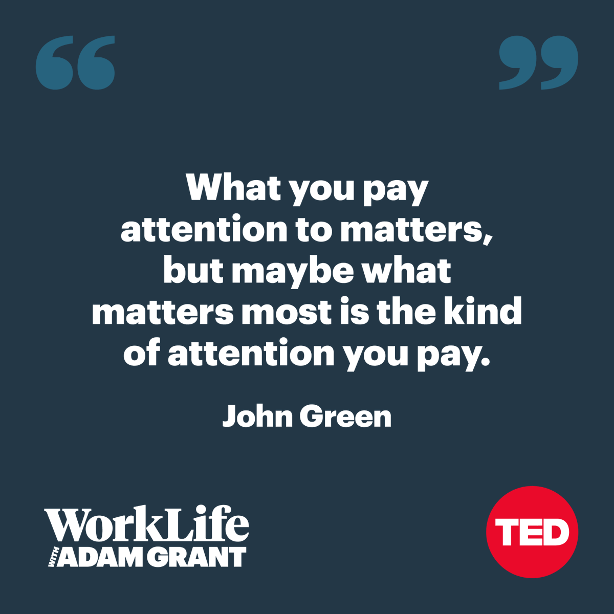 Your scarcest resource is not your time. It's your attention.

Your best work flows from paying undivided attention to the projects that matter to you.

Your deepest connections come from listening with rapt attention to the people who matter to you.

tedtalks.social/WLAdam