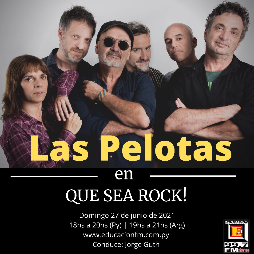 QueSeaRockPy1's tweet photo. 🎸 Este domingo @jorgeguth77🎙📻 recibe a @laspelotasweb en #quesearock por @educacionfm997 
….Algo más…❓ https://t.co/3epp9PoCq2