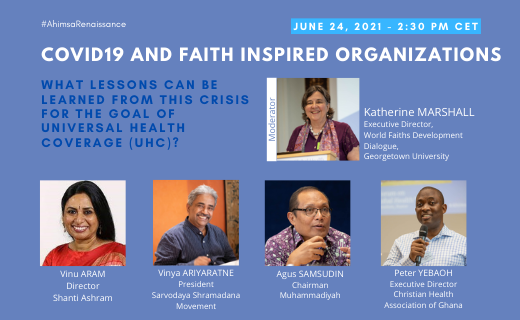 AhimsaFund's tweet photo. 📢How have #faithinspired &⛪️🕌🕋religious actors reduced or exacerbated the spread of C-19? What have we learnt from their actions in this pandemic and in previous epidemics & how can we apply them to improve #UHC & #GHSecurity? Come find out 3pm CET! #AhimsaEvent21 Day 3 🧵 https://t.co/OVIa3RyOPp