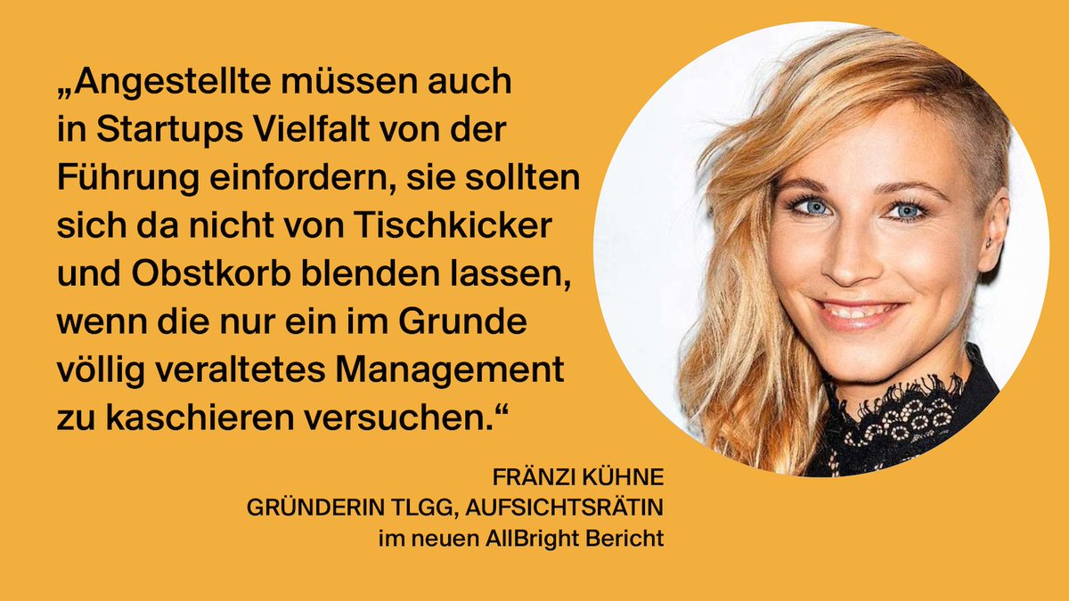 Was lässt sich gegen die männlich dominierten Führungsstrukturen im Startup-Universum tun? <a href="/tlgg/">TLGG Agency</a>-Gründerin und Aufsichtsrätin <a href="/fraenzi/">Fränzi Kühne</a> Kühne im neuen #AllBrightBericht: allbright-stiftung.de/berichte