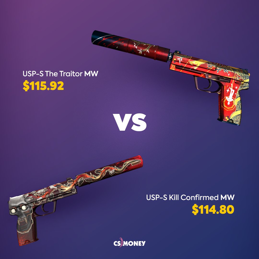 hjælp apotek Ed CS.MONEY on Twitter: "USP-S Battle! We picked some of the most popular USP-S  in the "value for money" category. USP-S The Traitor MW looks as bright as  his FN brother and the