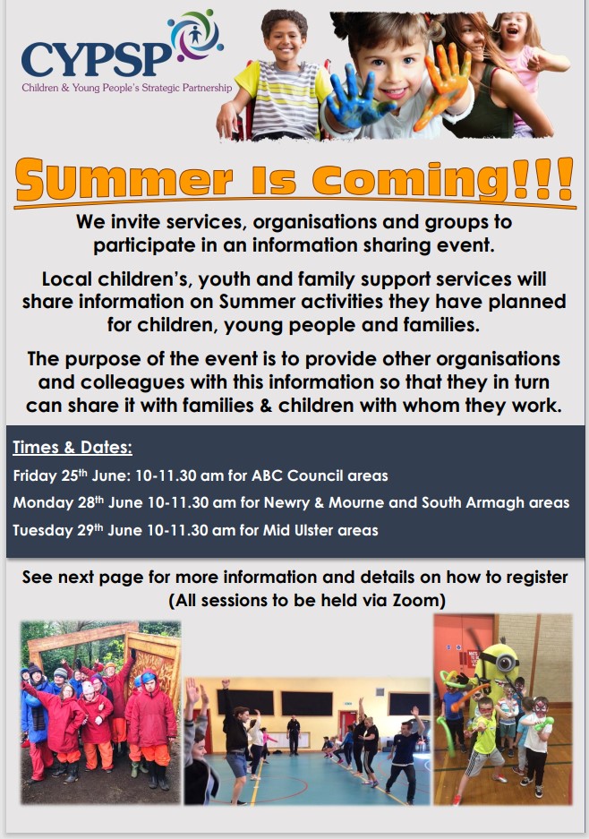✔️Are you organising summer activities for children &amp; young people?

✔️Do you want to share this information with other services?

Click below to find out how you can join our "Summer is Coming" information sessions. ☀️
bit.ly/3vSYdjg