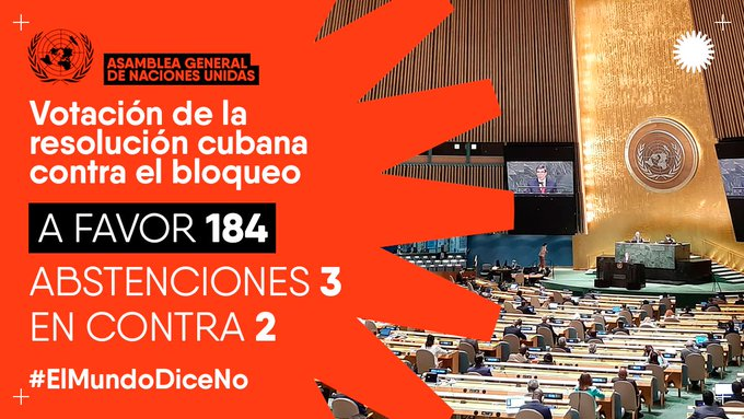 EEpicol's tweet photo. Amplia repercusión en los medios internacionales sobre la votación en la @ONU_Cuba sobre la resolución cubana contra el bloqueo #ComunicarGeia #ComunicarPesca #Minalpesca #Epicol #CubaVsBloqueo https://t.co/KEaSMPmHzP