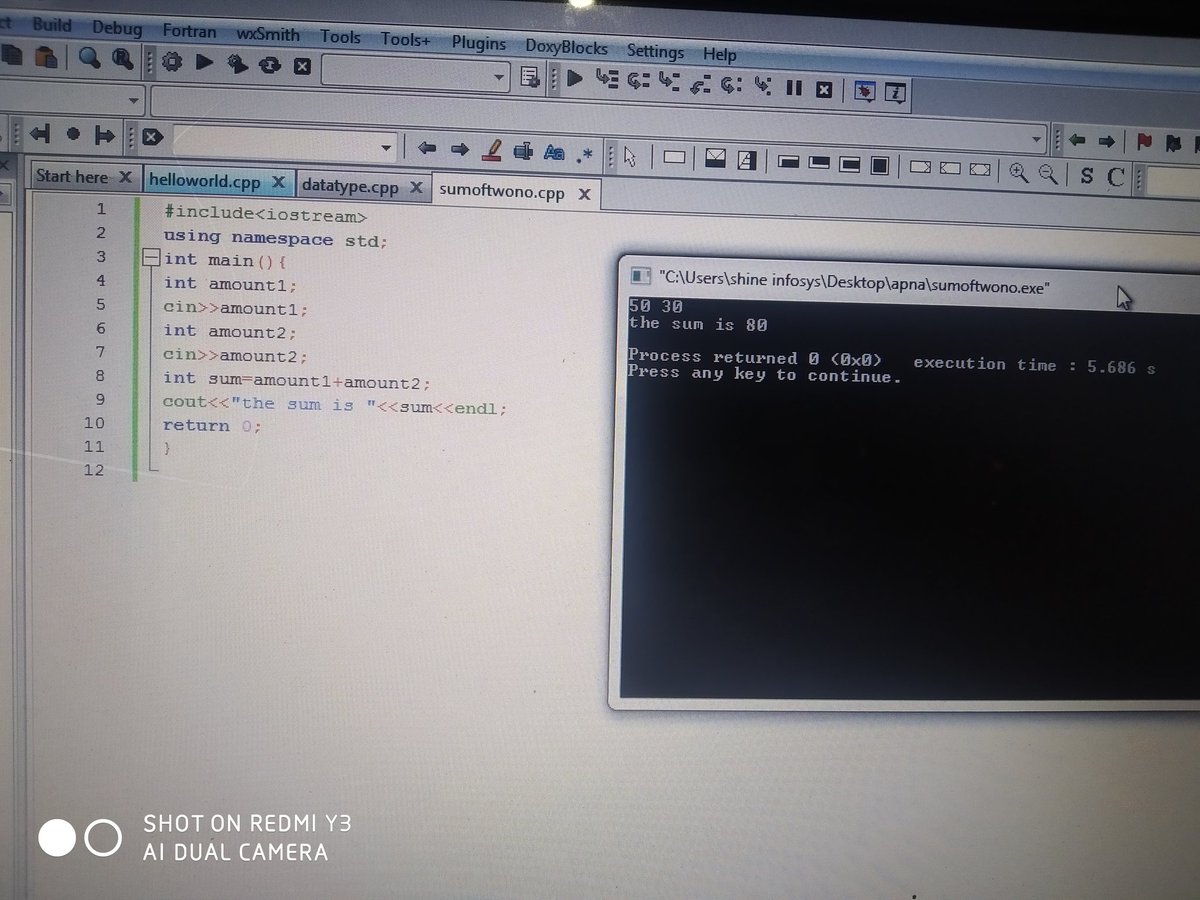 Aman27012001's tweet photo. Today is my #1st day of #100DaysOfCode in c++ programming language.
I learned how to draw flowchart, write pseudocode, #helloworld , datatypes and if else statement and related some example.
#1stdayofcode
#apnikaksha
#amandhattarwal
#CPP https://t.co/9CTD95IU0D