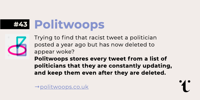 allthecitizens's tweet photo. #43/50 of our daily #OpenSourceToolkit is @deletedbyMPs

One PR team’s nightmare is another open source investigative journalist’s dream. 

https://t.co/IwffNxrnLC https://t.co/xae51DFSql