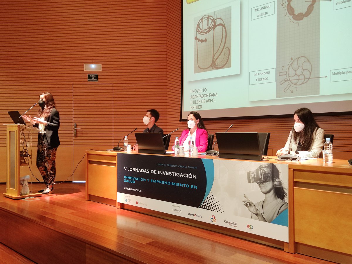 fsjd_Madrid's tweet photo. Ahora es el turno de @EstherTorralba, psicóloga y alumna del Grado en Fisioterapia en @S_RafaelNebrija

Presenta su proyecto de aprendizaje y servicio que ha realizado mediante impresión 3D para dar respuesta a un problema real de personas con discapacidad

#FSJDInnova21 https://t.co/GaCyAqYdUG