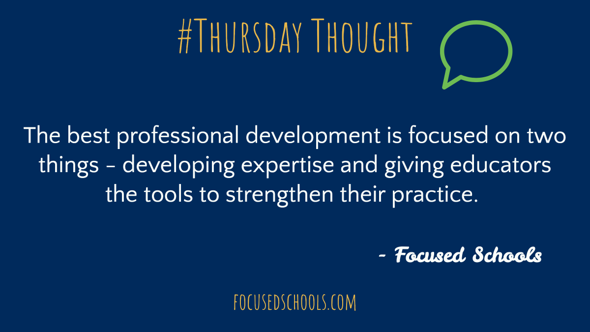 focusedschools's tweet photo. We'd love to help you develop your targeted PD plan. Comment below on what we can do to support you. #ThursdayThought, #targetedPD, #lessismore https://t.co/fN7Yb9FoUq