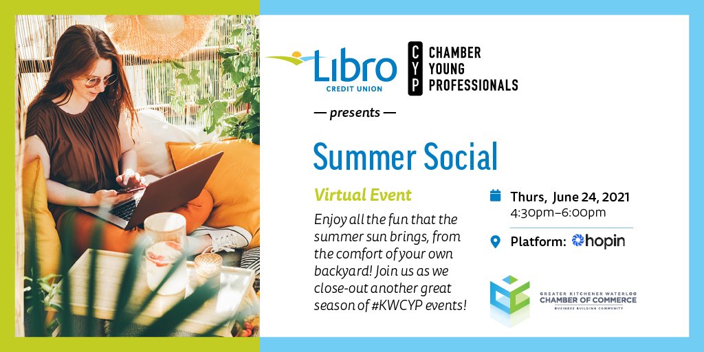 Join #KWCYP today at 4:30pm for the summer social! It's a beautiful day to enjoy some sun, be social and network! <a href="/KWCYP/">KWCYP</a>

Register here: greaterkwchamber.com/networking-eve…