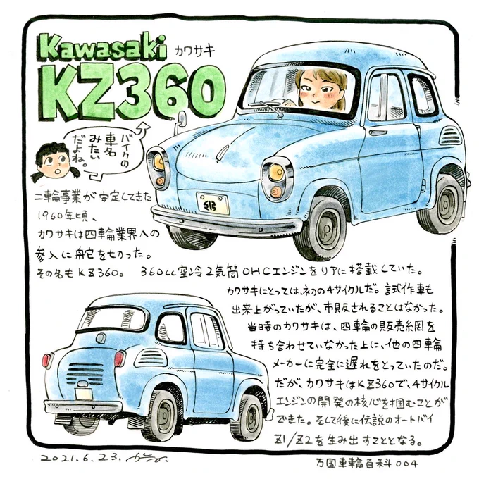 儚く消えた四輪車への夢。カワサキ KZ360Kawasaki KZ360#万国車輪百科 第4回 