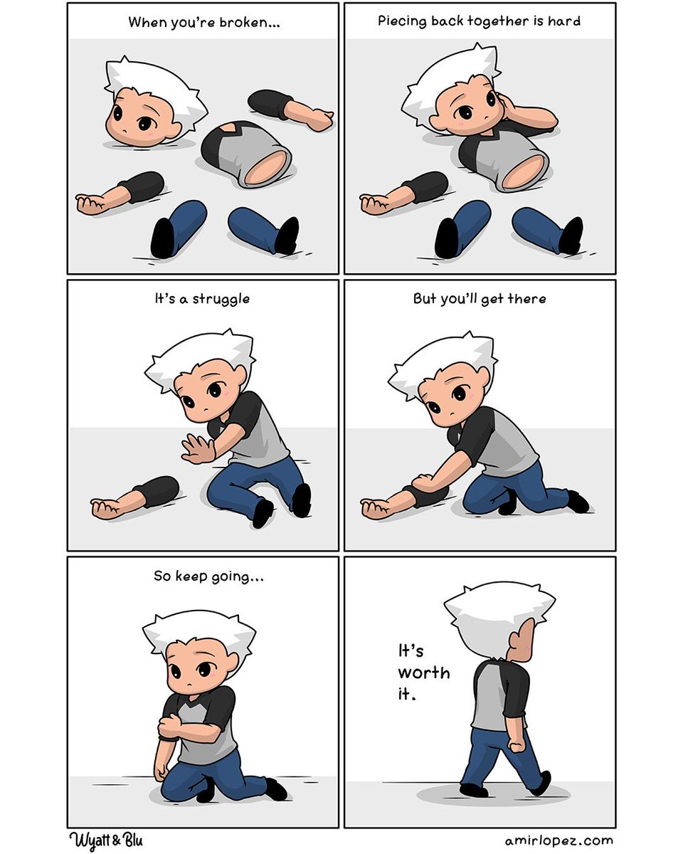 amirlopezcomics's tweet photo. B r o k e n
#wyattandblu #comic #webcomic #cartoon #sadcomic #sadcomics #sadcartoon #wholesomecomic #pickmyselfup #rebuildyourself #strongminded #wholesomememe https://t.co/z2ZFYcJFIR
