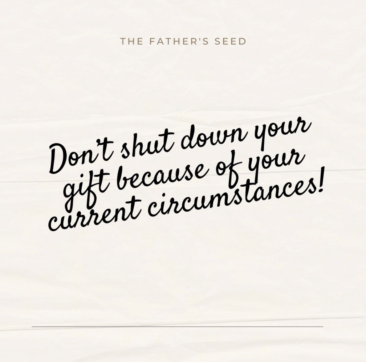 FFMIChapel's tweet photo. Your current circumstances does not define you. Do not shut down your gift! #TheFathersSeed

#Anniversary  #Bible #TenYearAnniversary #MonthOfPossibilities #FortressOfFavor #JesusChrist #Jesussaves #Motivation #FaithFellowship #FaithFamily #Grace https://t.co/EsJhKIbTFK