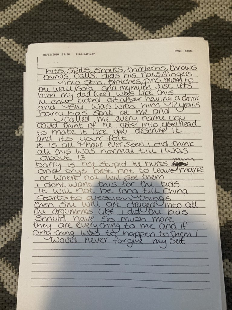 Letter to my foster carer
I couldn’t prove it so no action taken
#childprotection