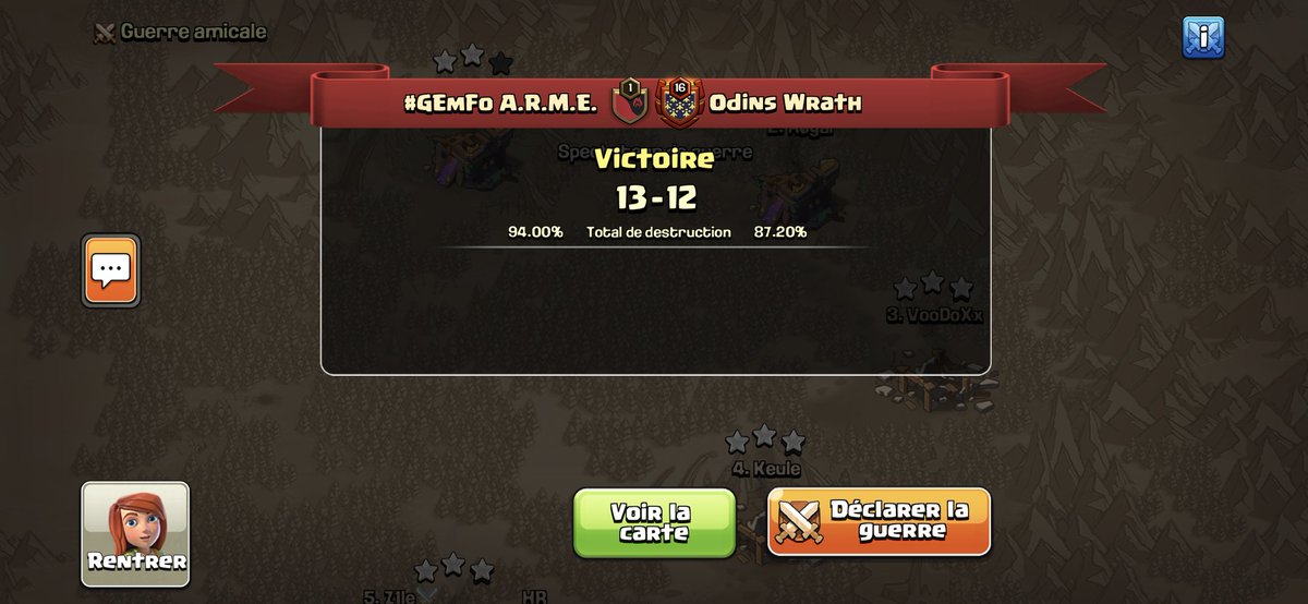 Very closed war for our team GEmFo A.R.M.E against <a href="/OdinsWrath3/">Odins Wrath</a> in week 2 of <a href="/ClashCompanyF/">CCF</a> Excellency

Great war in both side GG all 💪💪