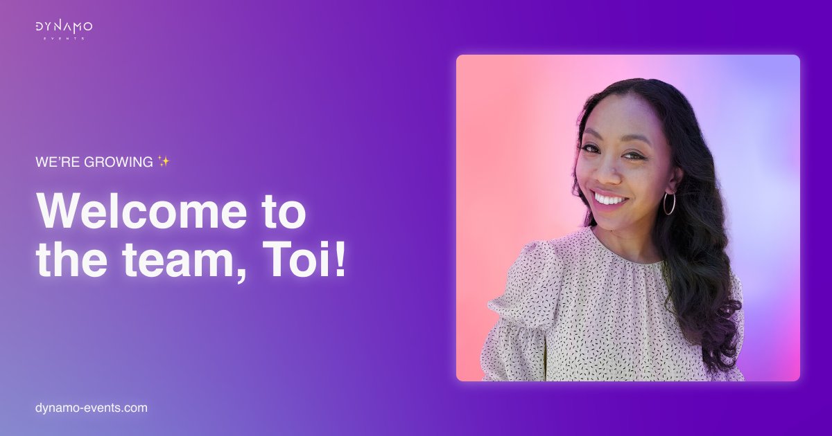 dynamoeventsco's tweet image. Say hello to our newest team member: Toi! 👋

With 10+ years of experience developing, planning, and executing virtual and in-person B2B events, she's joining the Dynamo team as an Event Coordinator. ✌️

#EventProfs #DynamoEvents #EventCoordinator