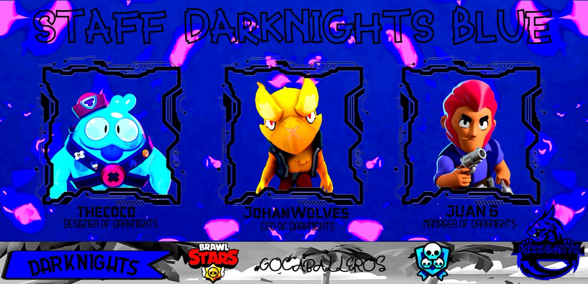 #BrawlStars | #Presentacion  
Queremos anunciar el equipo técnico de (NA) que nos estará acompañando este 2021 para poder   lograr nuestro objetivos🥳.

Ellos  son: 
<a href="/JohanWolvesGG/">JohanWolves</a> (Ceo)
<a href="/_JPGP_/">Juan G</a> (Mánager)
@thecoco56051822 (Diseñador) 

#GoCaballeros💙