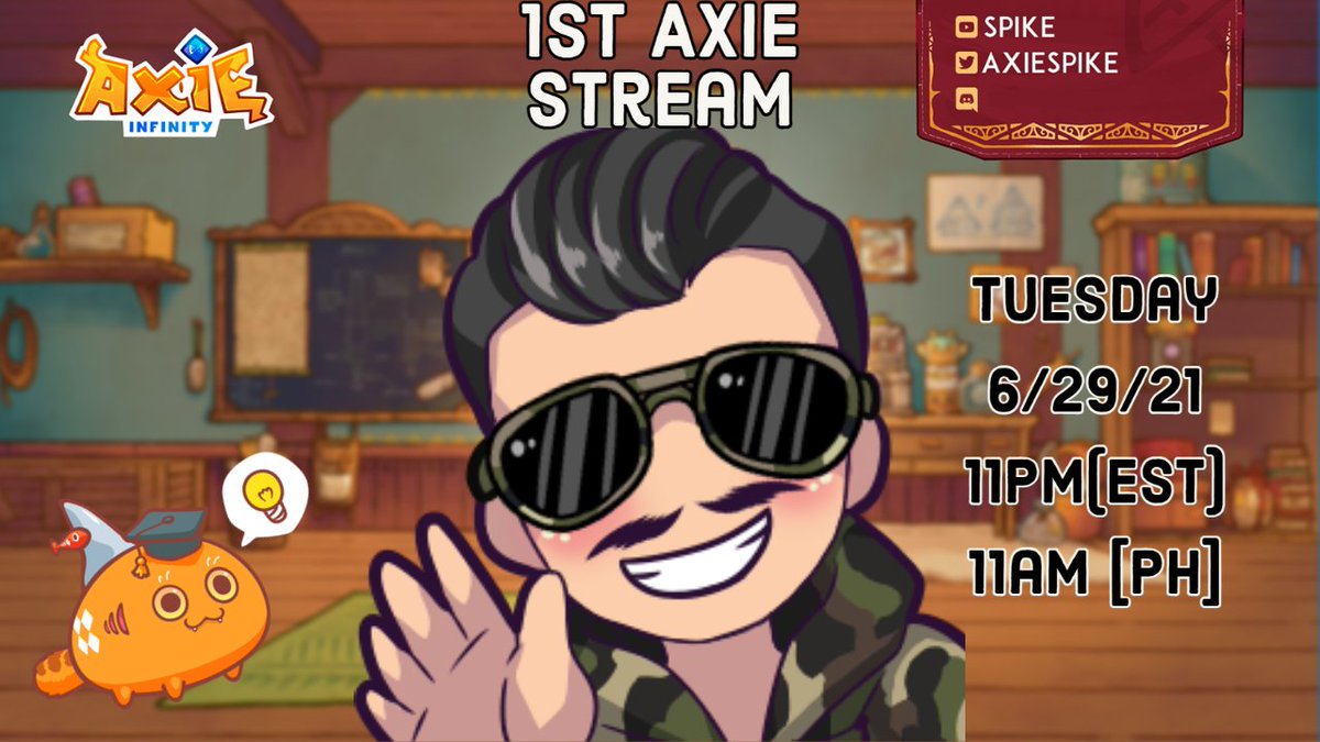 SpikeCollects's tweet photo. 1st @AxieInfinity stream next Tuesday! It will be Watch 2 Earn, and I'll even giveaway an Axie if I get 100 retweets! Be sure to follow me on Twitch https://t.co/gJH6DkMVX5✅and Discord https://t.co/tqLiNI1k7L✅ @brycent @DAVEvsAXIE @GuruMTTM @thebuffessor @ZyoriTV  @Jihoz_Axie https://t.co/uiWlB1Pyao