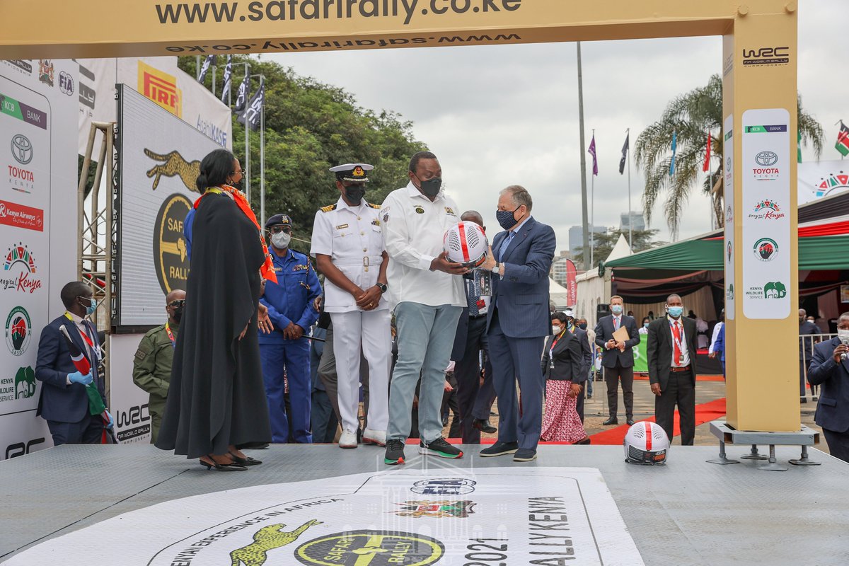StateHouseKenya's tweet photo. 1/2 Earlier before flagging off the World Rally Championship Safari Rally, President Kenyatta launched the road safety initiative known as the “Safari Rally Action for Road Safety Campaign”. #WRCSafariRally2021 #SafariRallyKenya https://t.co/Pt6rTQYcIh