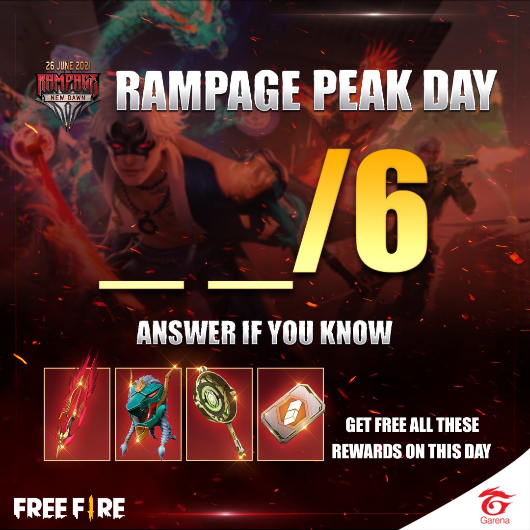 yatinthakur14's tweet photo. [Event] Reply to the comment if you know... 🔥
what "DATE" of Rampage's Peak Day is!

Stay tuned for FREE rewards!💥
It is coming very soon ~
⏳ ... June 2021❓

#FreeFire #Rampage
#CommitToTheBattle
#FreeFireEU https://t.co/lhWUqyzxNe