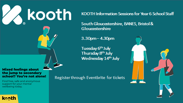 #primaryschool staff, come along to find out how Kooth can support your Year 6s #mentalwellbeing over the summer holidays.

Click on the link to register for a session.

eventbrite.co.uk/e/kooth-inform…