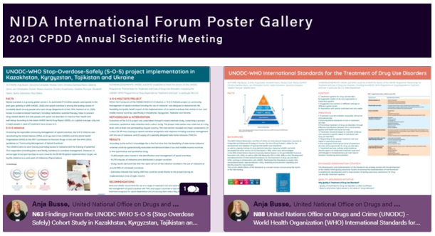 UNODC_PTRS's tweet photo. @UNODC_PTRS 👩🏽🏫two scientific posters at the @NIDAnews & @CPDDorg Forum, summarizing the #IntDUDTXStandards as well as the #SOSInitiative project in 🇰🇿 🇰🇬 🇹🇯 🇺🇦 to further promote evidence-based 🔬 @UNODC-@WHO tools
#CPDD21
#ShareFactsOnDrugs #SaveLives https://t.co/ffVM3Nr8hS